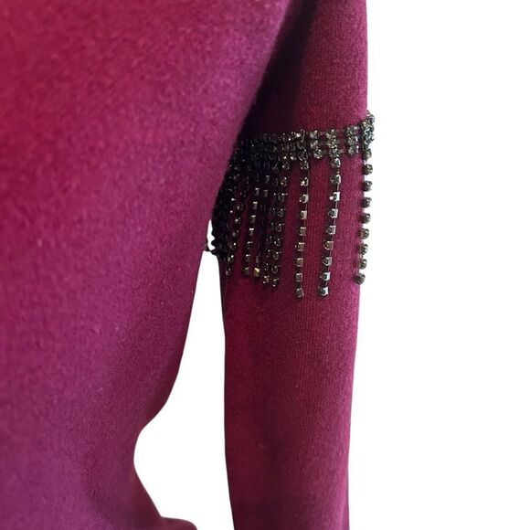 Alfani Burgundy Red Jewel Embellished Sweater Size XS - Picture 4 of 5